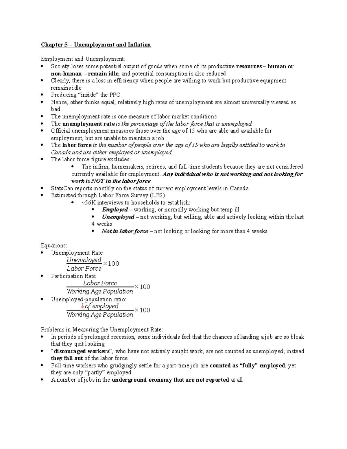 Chapter 5 – Unemployment and Inflation - Chapter 5 – Unemployment and ...