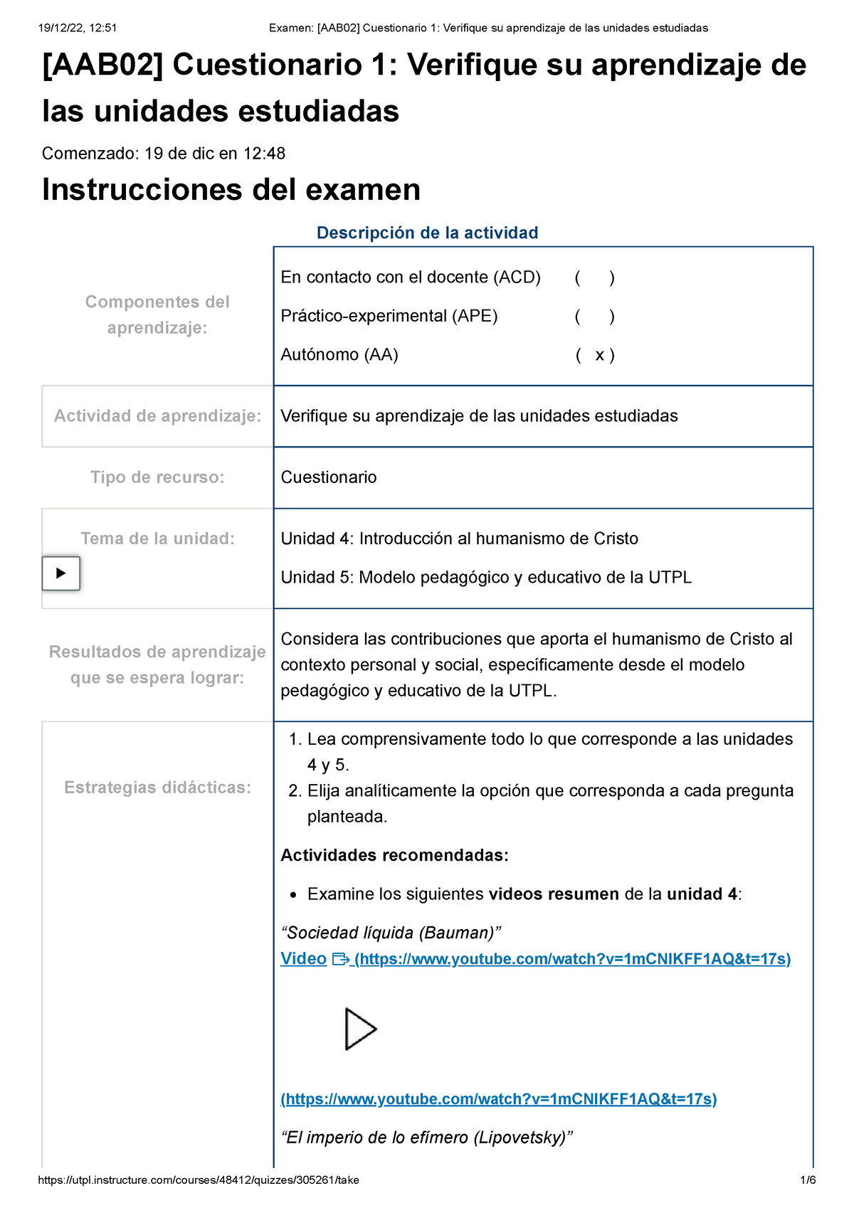 Cuestionario 1 BII - [AAB02] Cuestionario 1: Verifique Su Aprendizaje ...