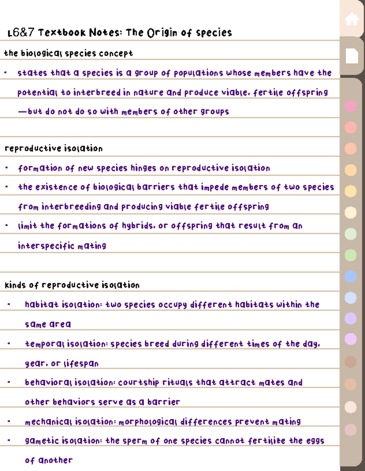 UVA BIOL 2200 Lessons 6-7 Textbook Notes - L6&7 Textbook Notes: The ...