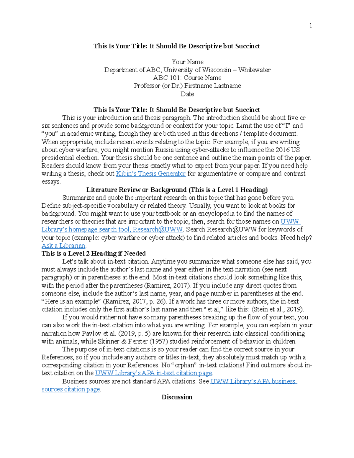 Copy of APA Template 7th ed. student papers - 1 This Is Your Title: It ...