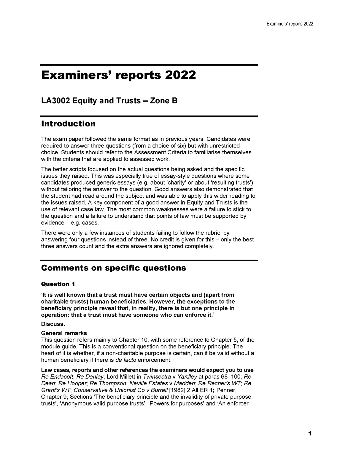 Trusts Report 2022 B - Examiners’ Reports 20 22 Examiners’ Reports 2022 ...