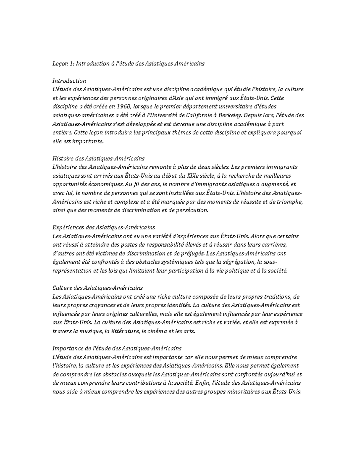 Asian American Studies Study Notes - Leçon 1: Introduction à l'étude ...