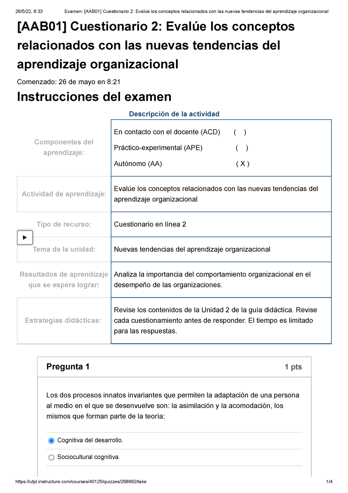 Examen [AAB01] Cuestionario 2 Evalúe Los Conceptos Relacionados Con Las ...