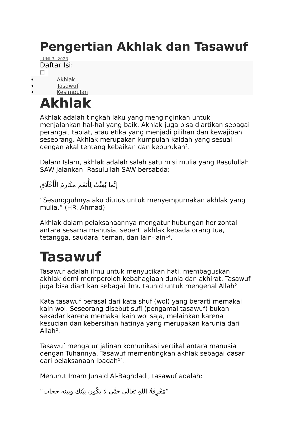 Pengertian Akhlak Dan Tasawuf - Akhlak Juga Bisa Diartikan Sebagai ...