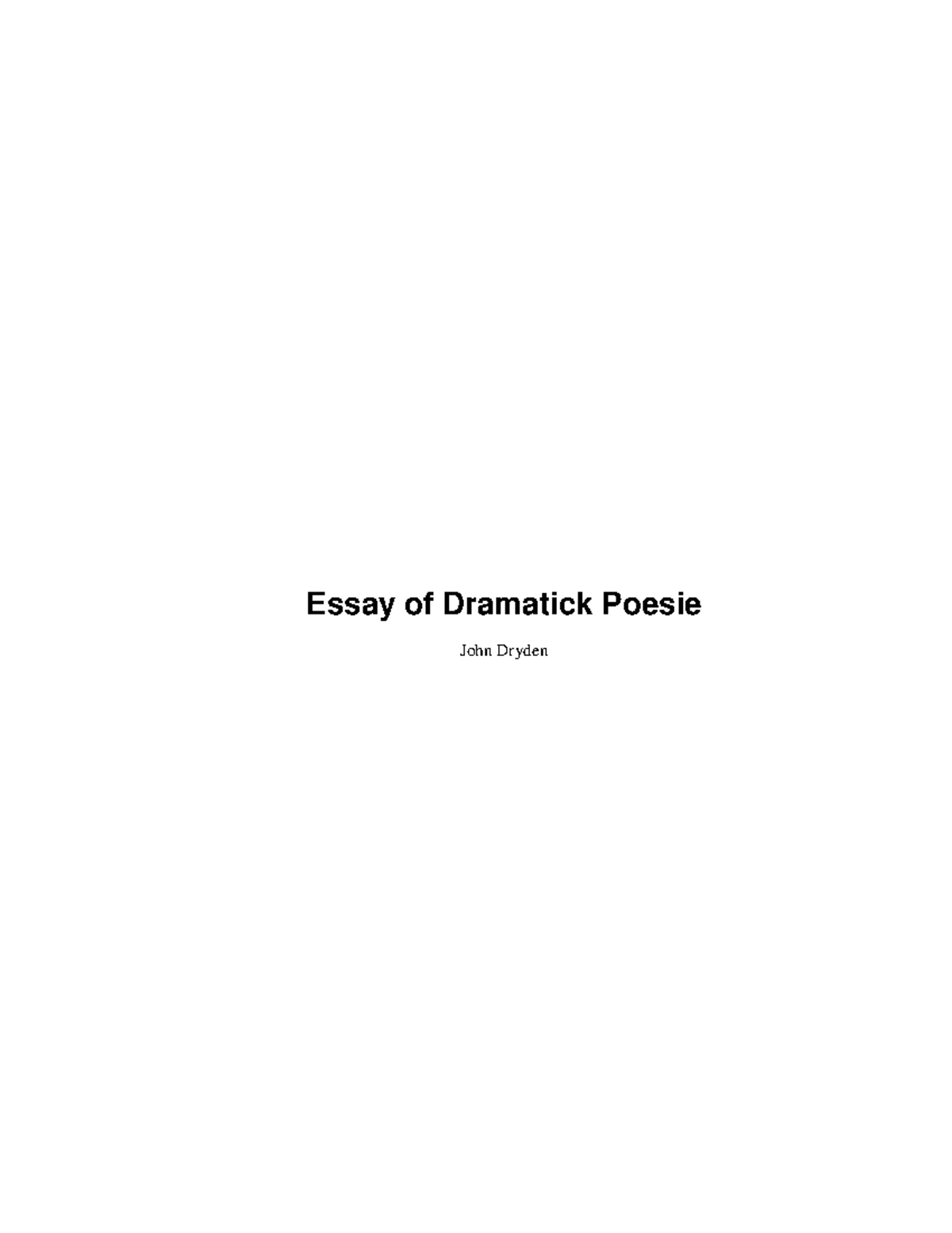 essay of dramatick poesie