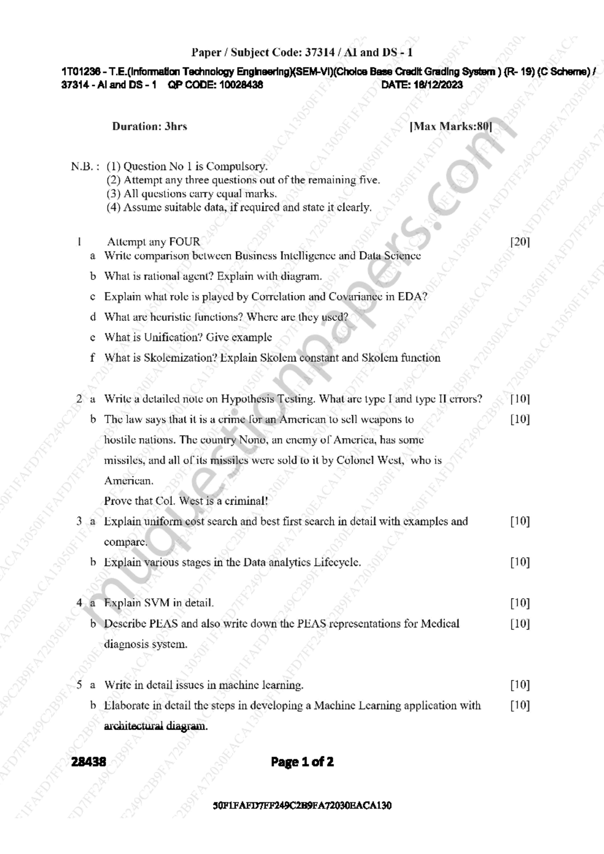 AIDS PYQ - PYQS - Paper Subject Code: 37314 AI and DS 1 1T01236 T ...