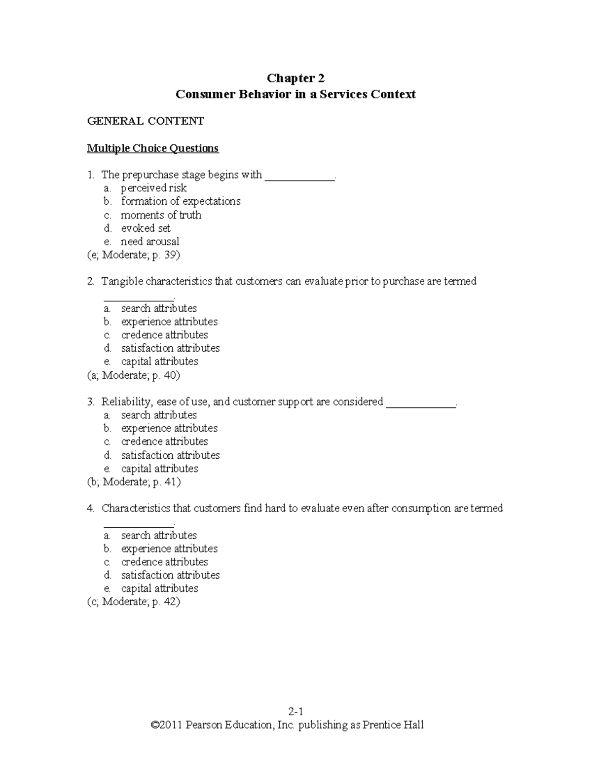 Lovelock 02 - Summary Services Marketing - Chapter 2 Consumer Behavior ...