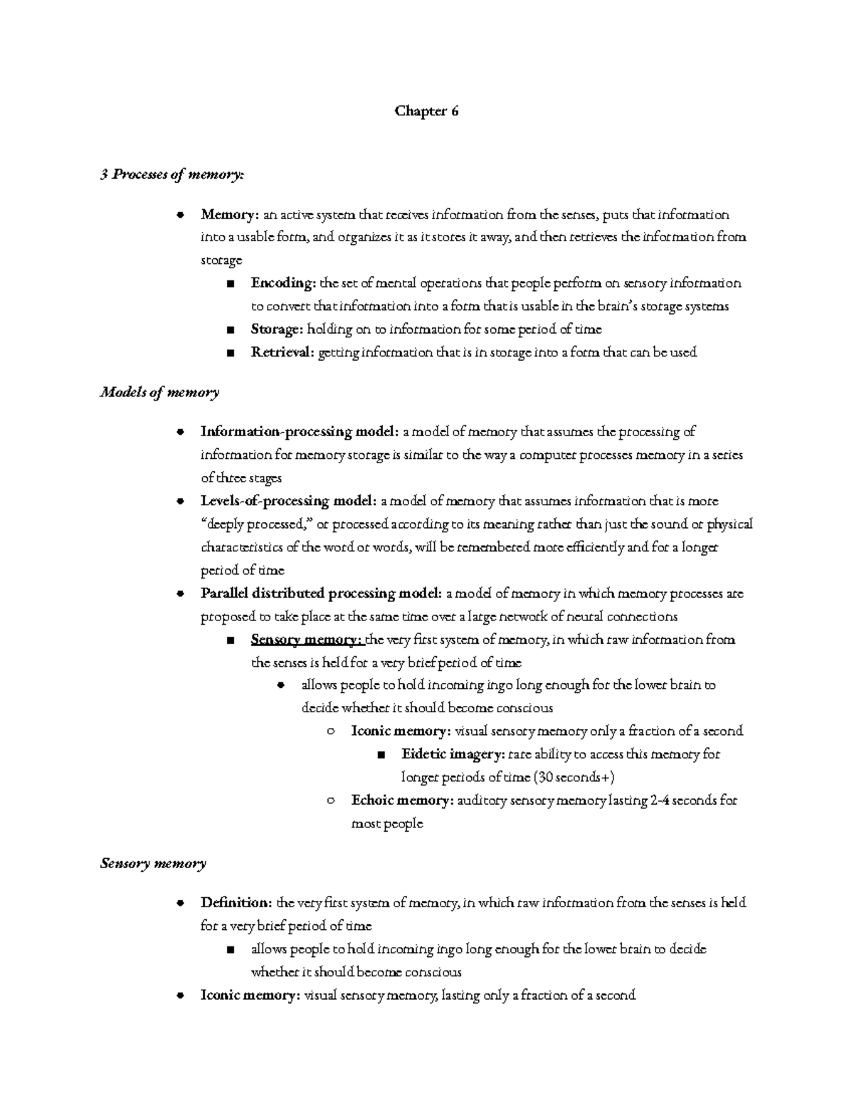 Chapter 6 topics - Professor Calabrese - Chapter 6 3 Processes of ...