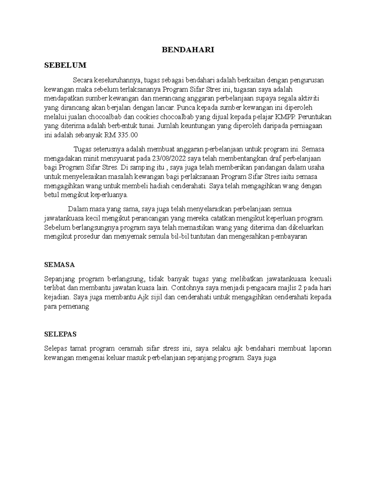 Bendahari (Auto Recovered) BENDAHARI SEBELUM Secara keseluruhannya