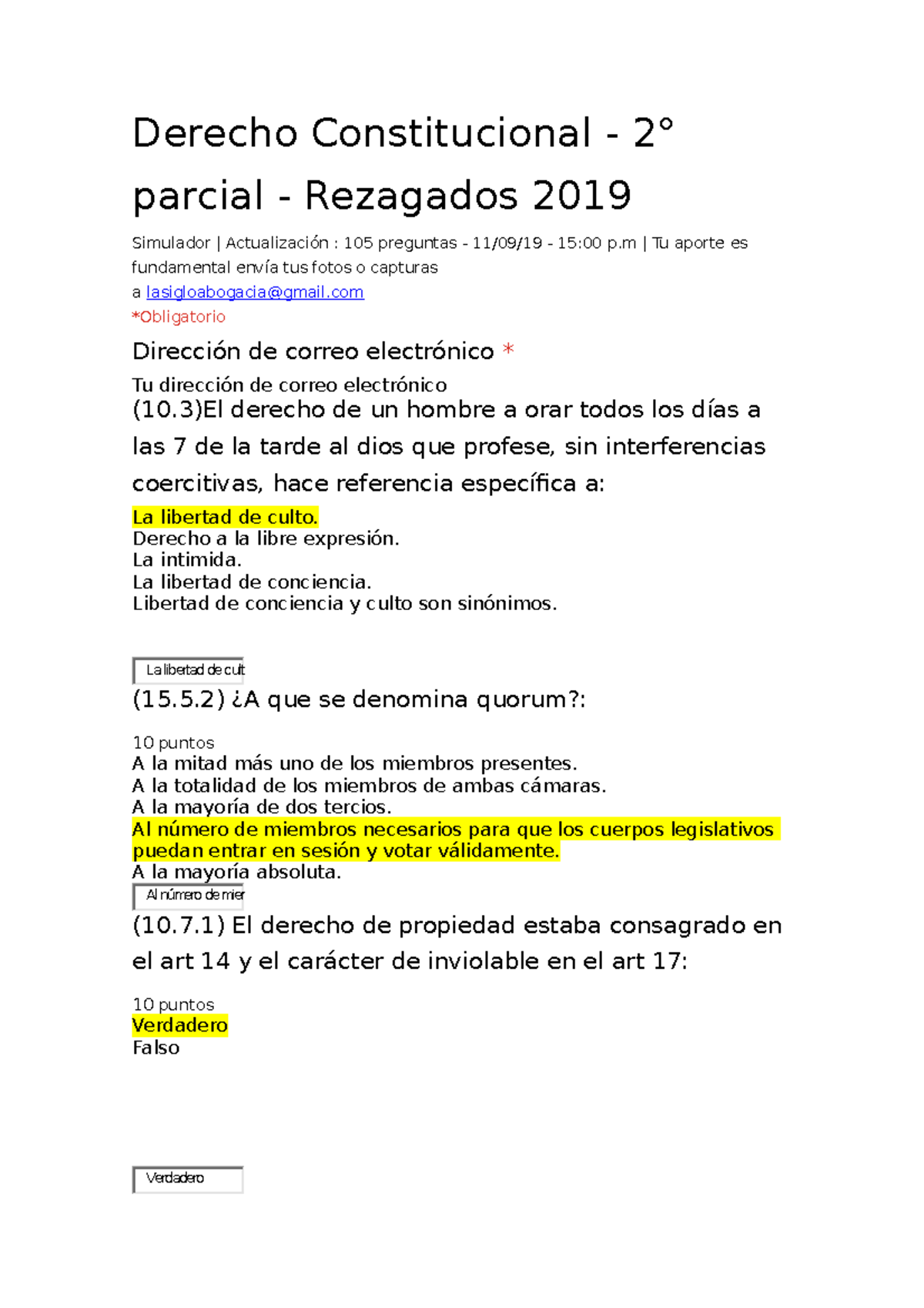 Examen 1 Septiembre 2019, Preguntas Y Respuestas - Derecho ...