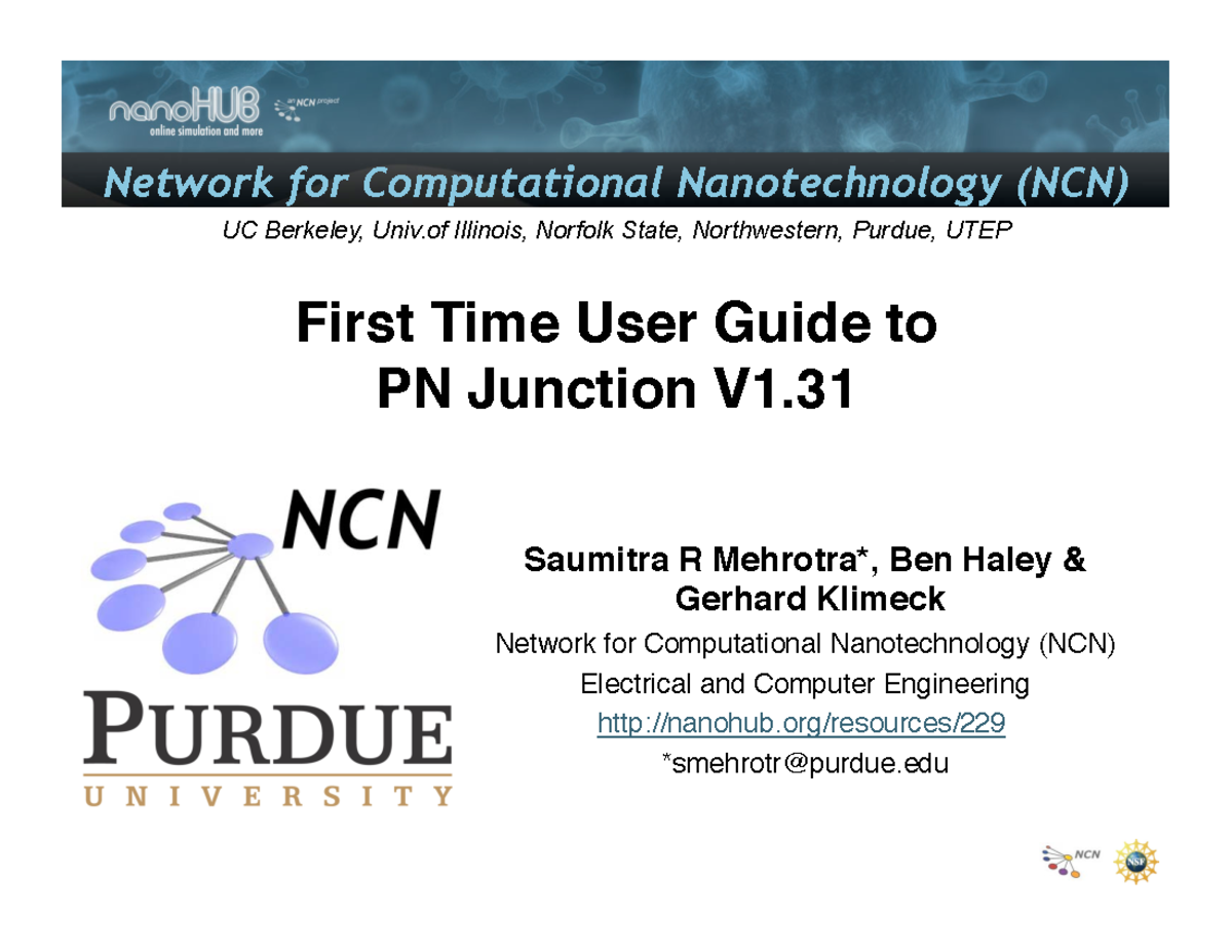 PNJunction FTUG v2 - Pn junction - Network for Computational ...