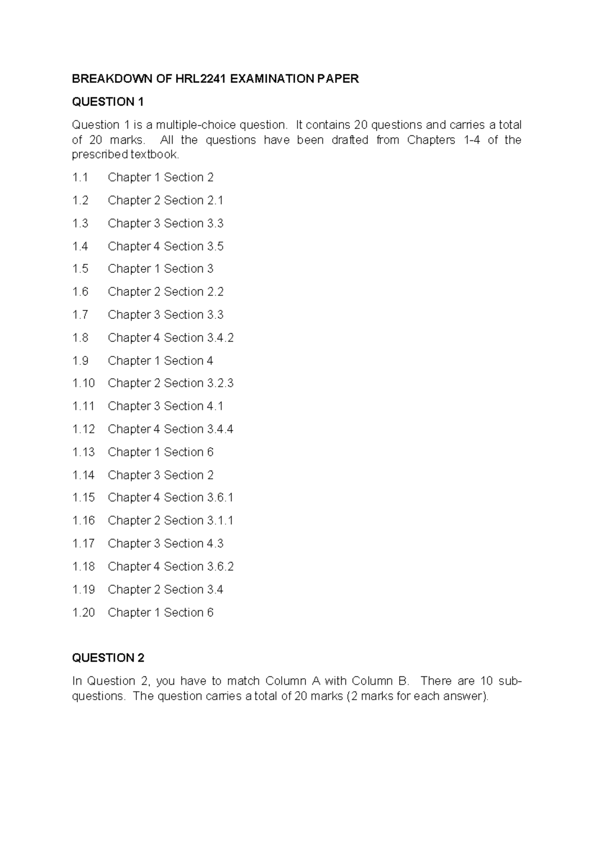 human rights law - BREAKDOWN OF HRL2241 EXAMINATION PAPER Question 1 is ...