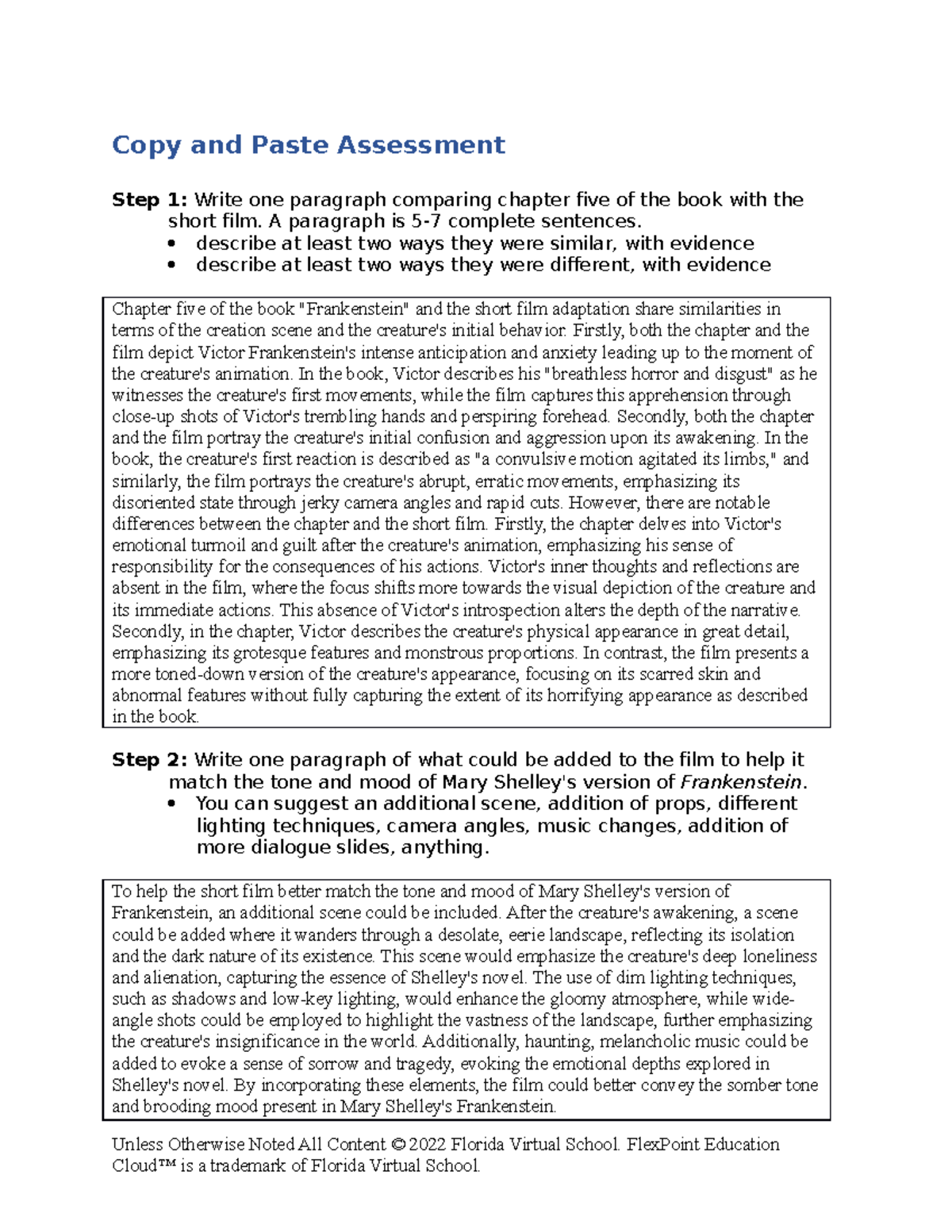 Copy paste assess rubric T3 - Copy and Paste Assessment Step 1: Write ...