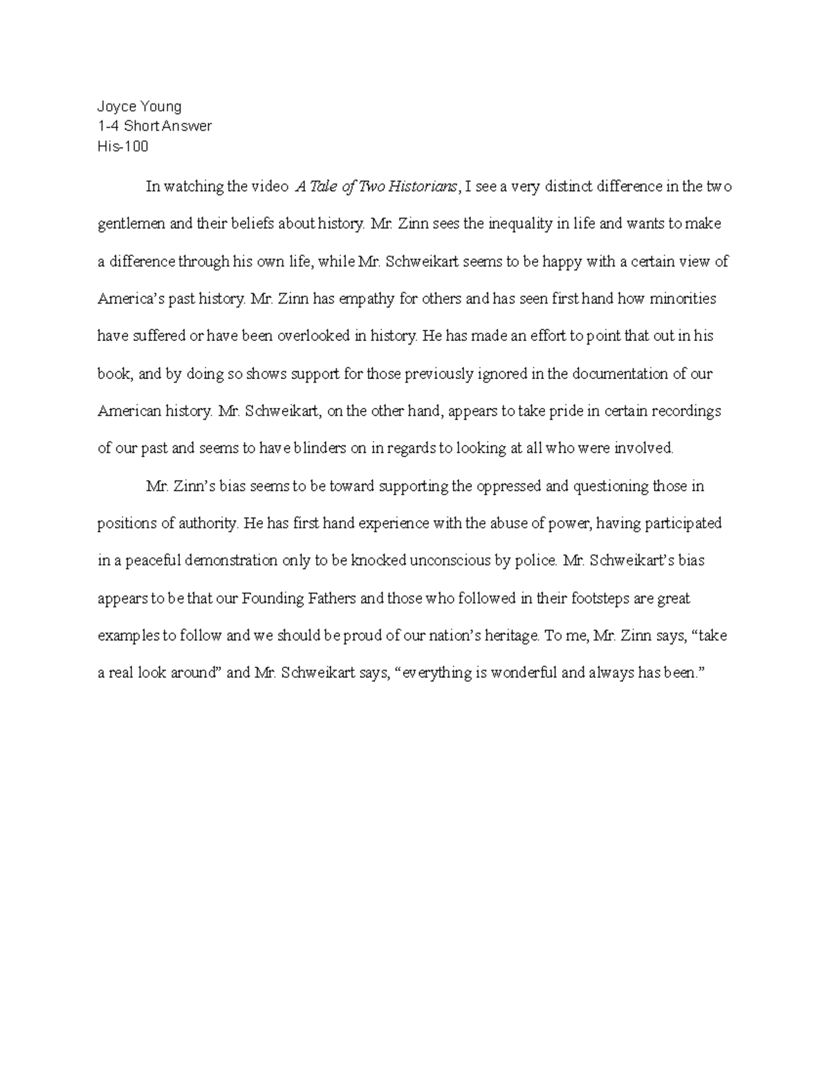 His100 14 short answer Joyce Young 14 Short Answer His In