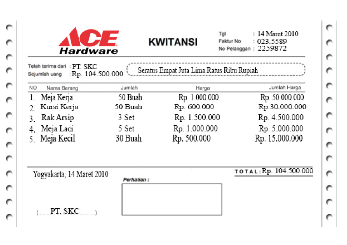 Kwitansi Pembelian Alat Kendaraan Pt. Skc - Teknik Sipil - Studocu