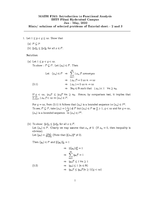 Tut 6 - Tut 6 - MATH F341: Introduction to Functional Analysis BITS ...