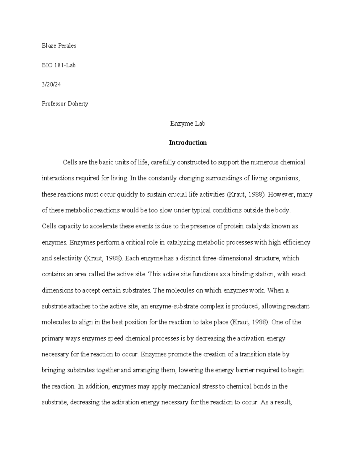 BIO 181 Lab Report Template - Blaze Perales BIO 181-Lab 3/20/ Professor ...