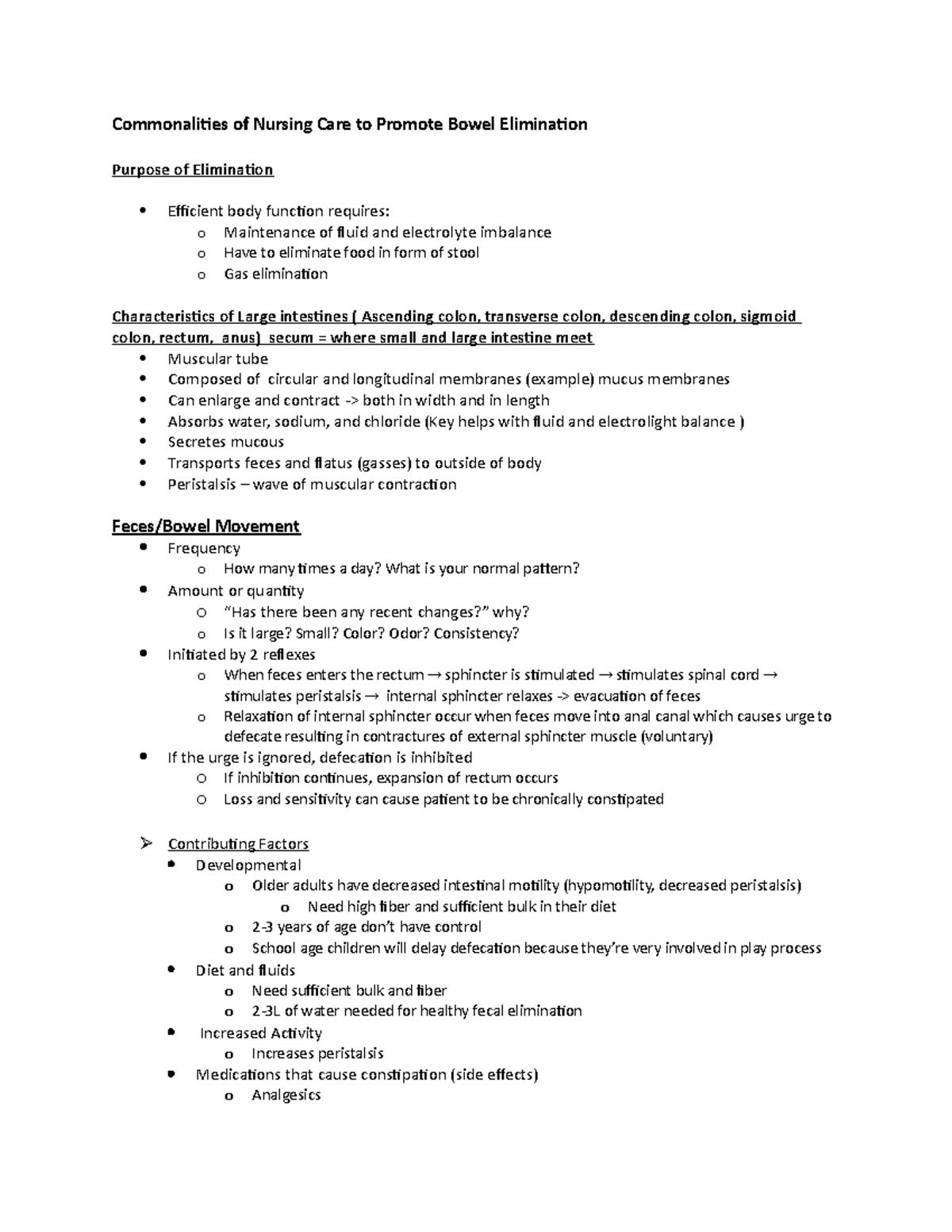 16- Bowel Elimination - Commonalities Of Nursing Care To Promote Bowel ...