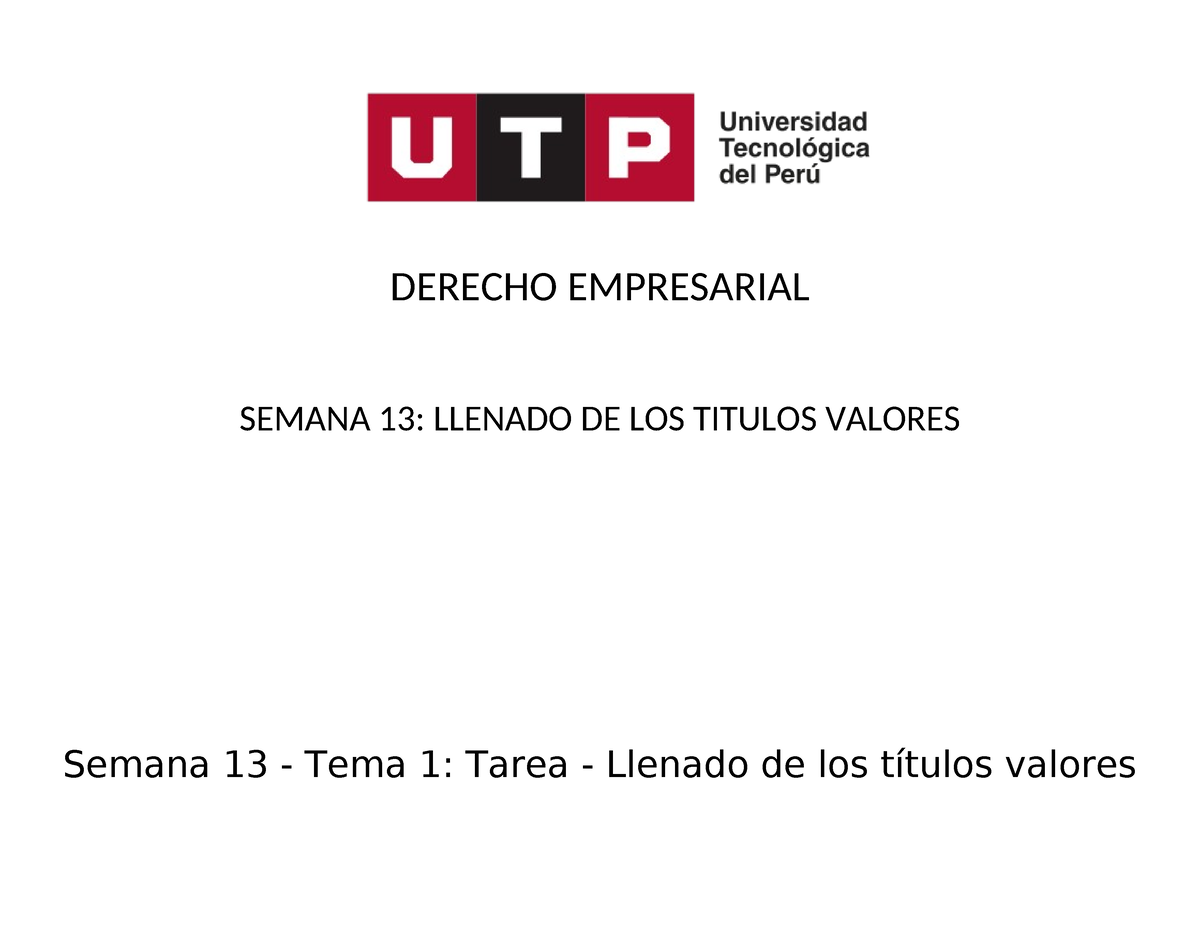 Drecho Semana 13 Derecho Empresarial Semana 13 Llenado De Los Titulos Valores Semana 13 4374