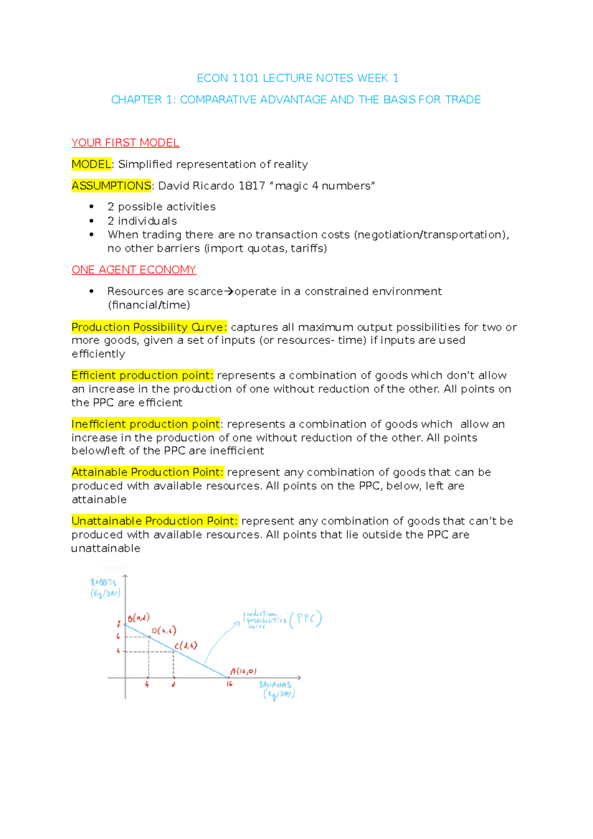 ECON 1101 Lecture Notes - ECON 1101 LECTURE NOTES WEEK 1 CHAPTER 1 ...