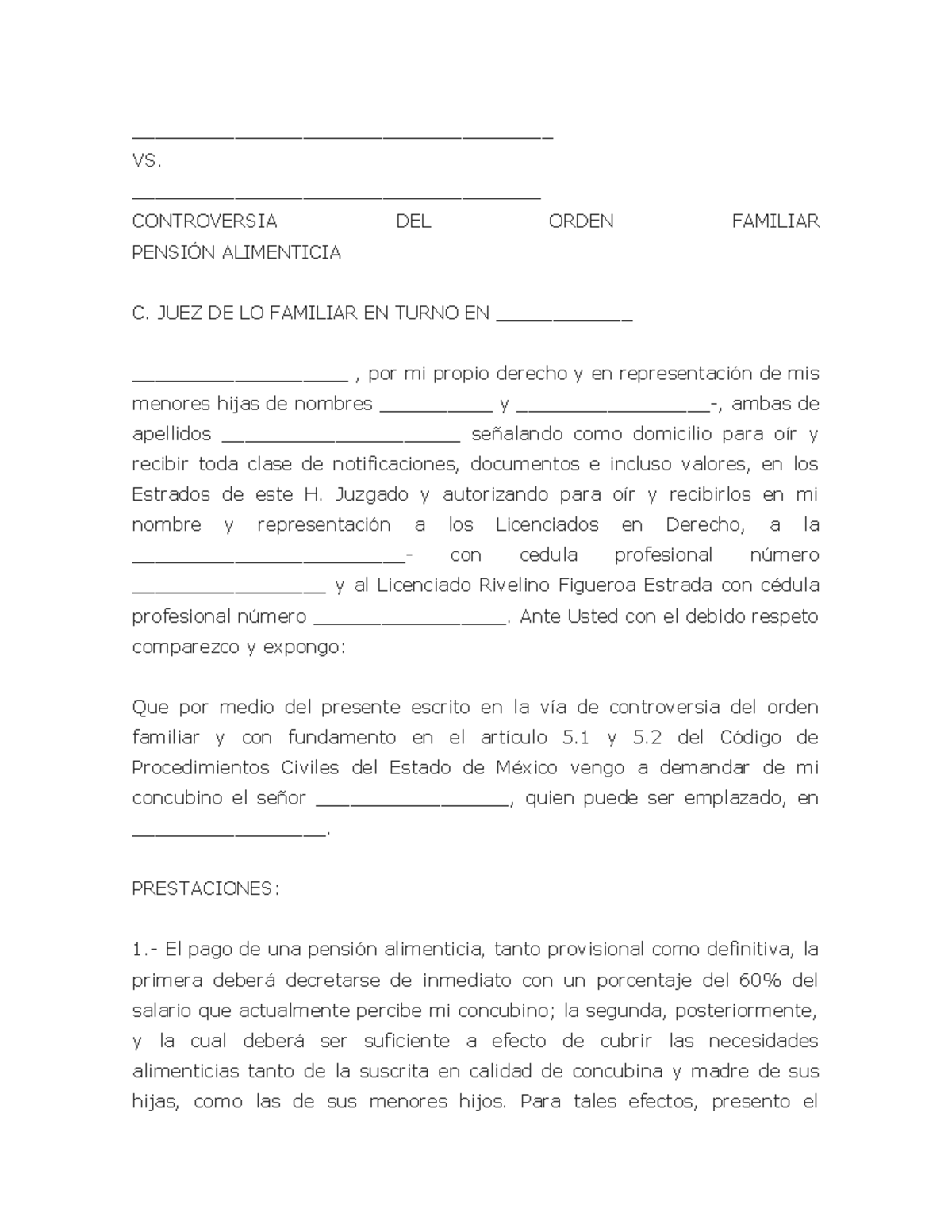 Formato DE Pension Alimenticia