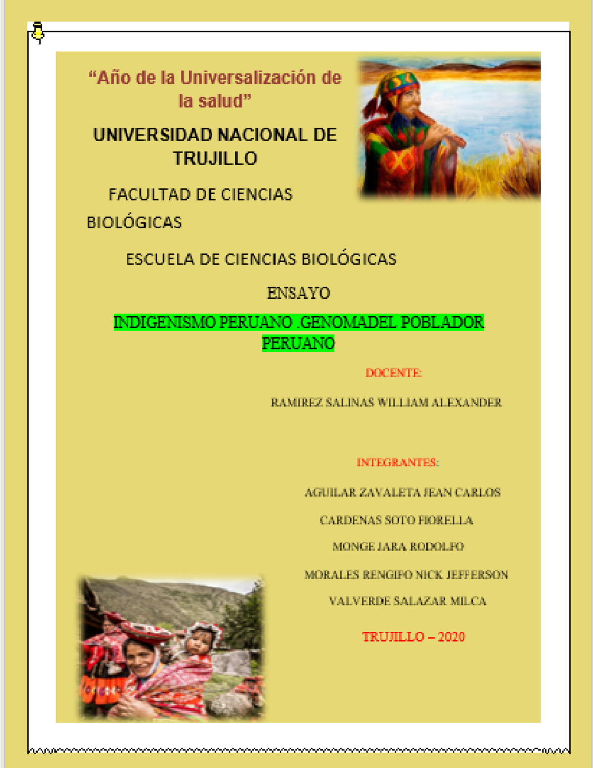 Indigenismo Peruano INDIGENISMO PERUANO GENOMA DEL POBLADOR PERUANO