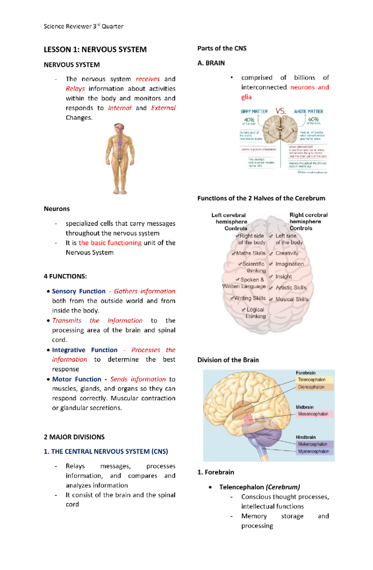 Science-Reviewer-3rd-Quarter For Grade 10 Biology TOAZ - Science - Studocu