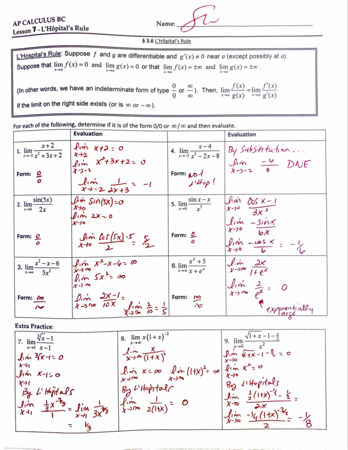 Unit+1+Lesson+7+L'Hôpital's+Rule+Key - MATH 315 - Studocu