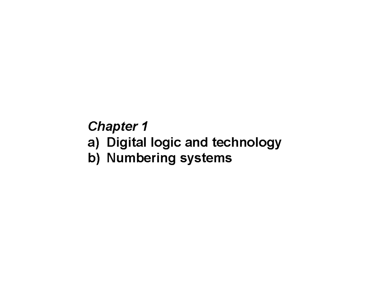 1. Introduction Number System V2 - Chapter 1 a) Digital logic and ...