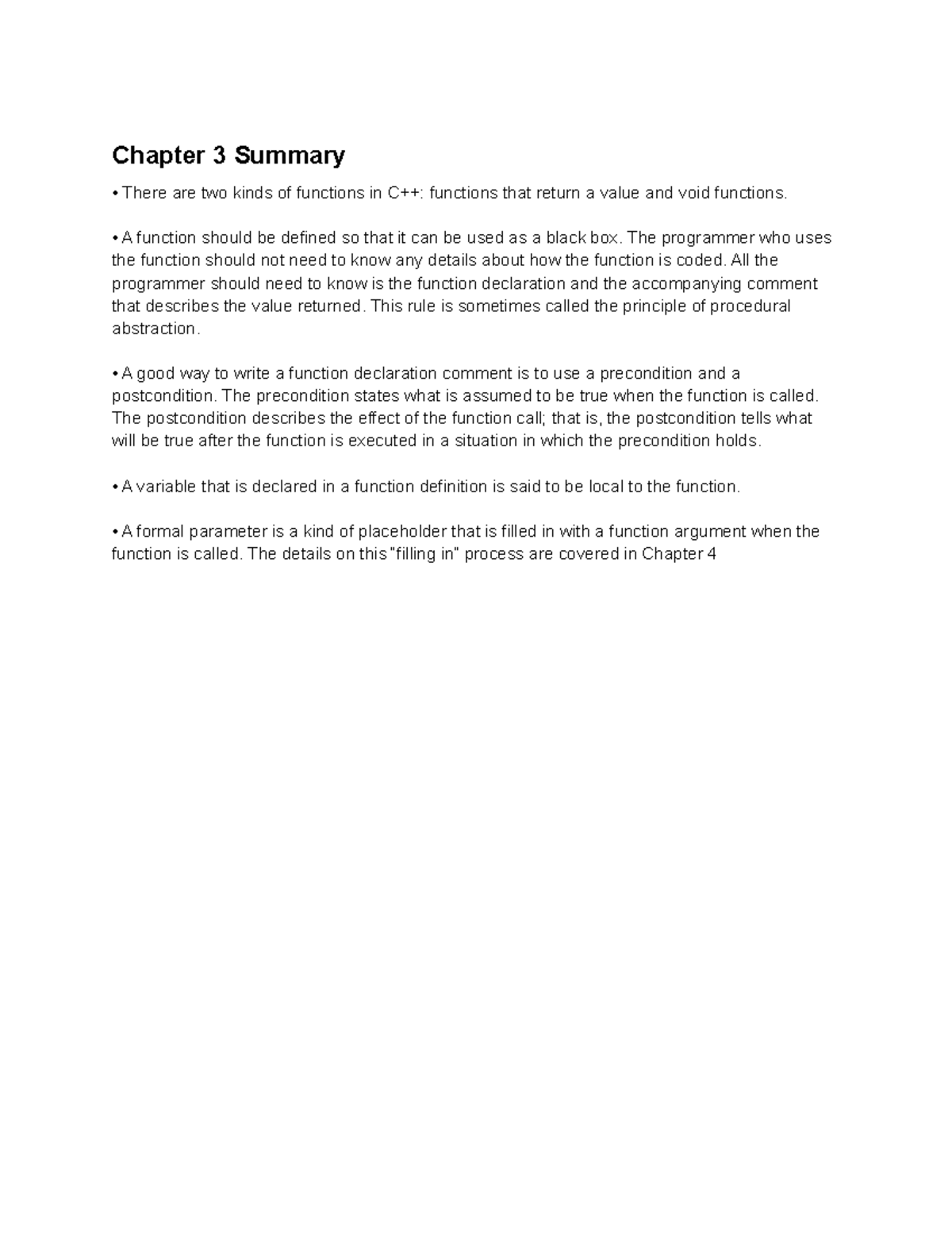Chapter 3 Summary - Chapter 3 Summary There are two kinds of functions ...