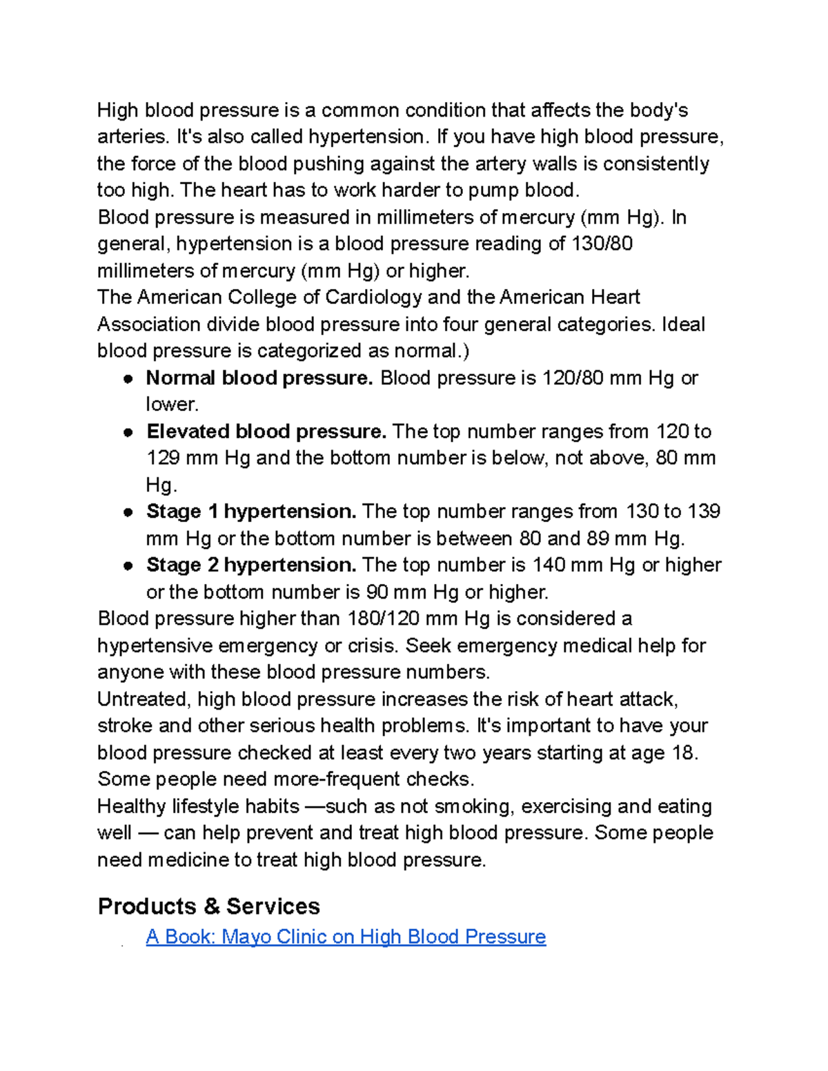 Hypertension - NOTES - High blood pressure is a common condition that ...