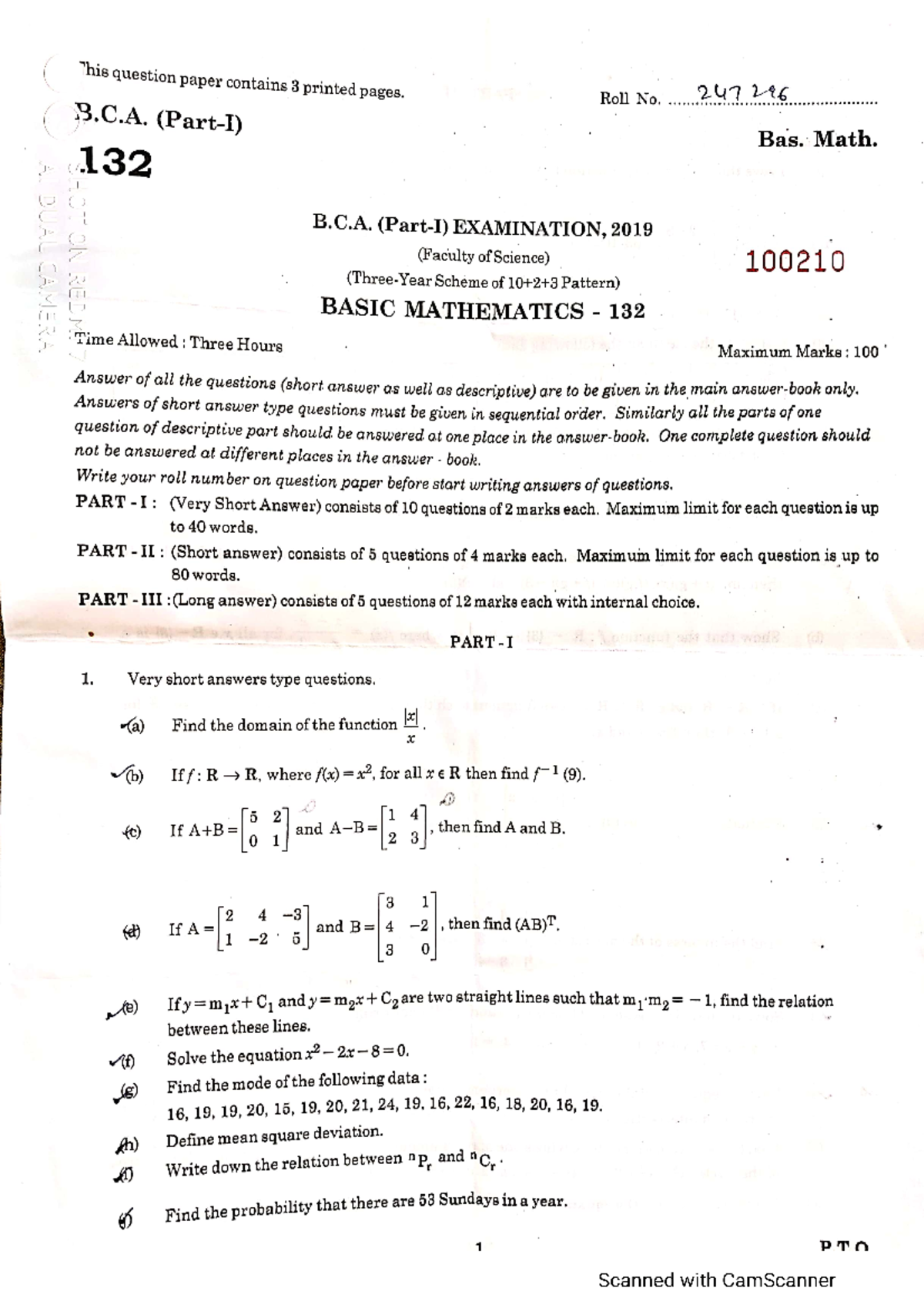 Maths 2019 paper for getting good marks - JavaScript - Studocu
