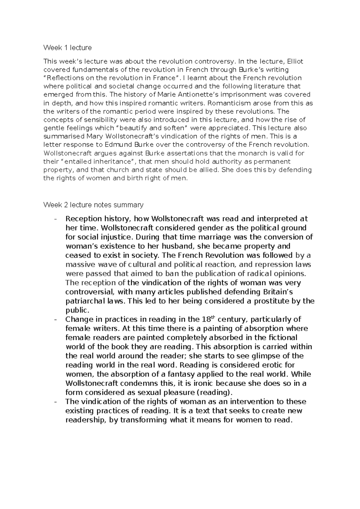 Lecture recap - Week 1 lecture This week’s lecture was about the ...