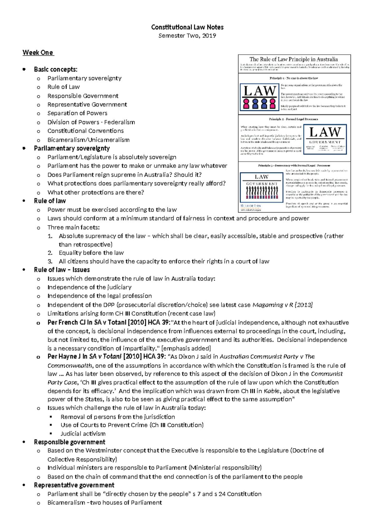 Constitutional Law Notes - Constitutional Law Notes Semester Two, 2019 ...