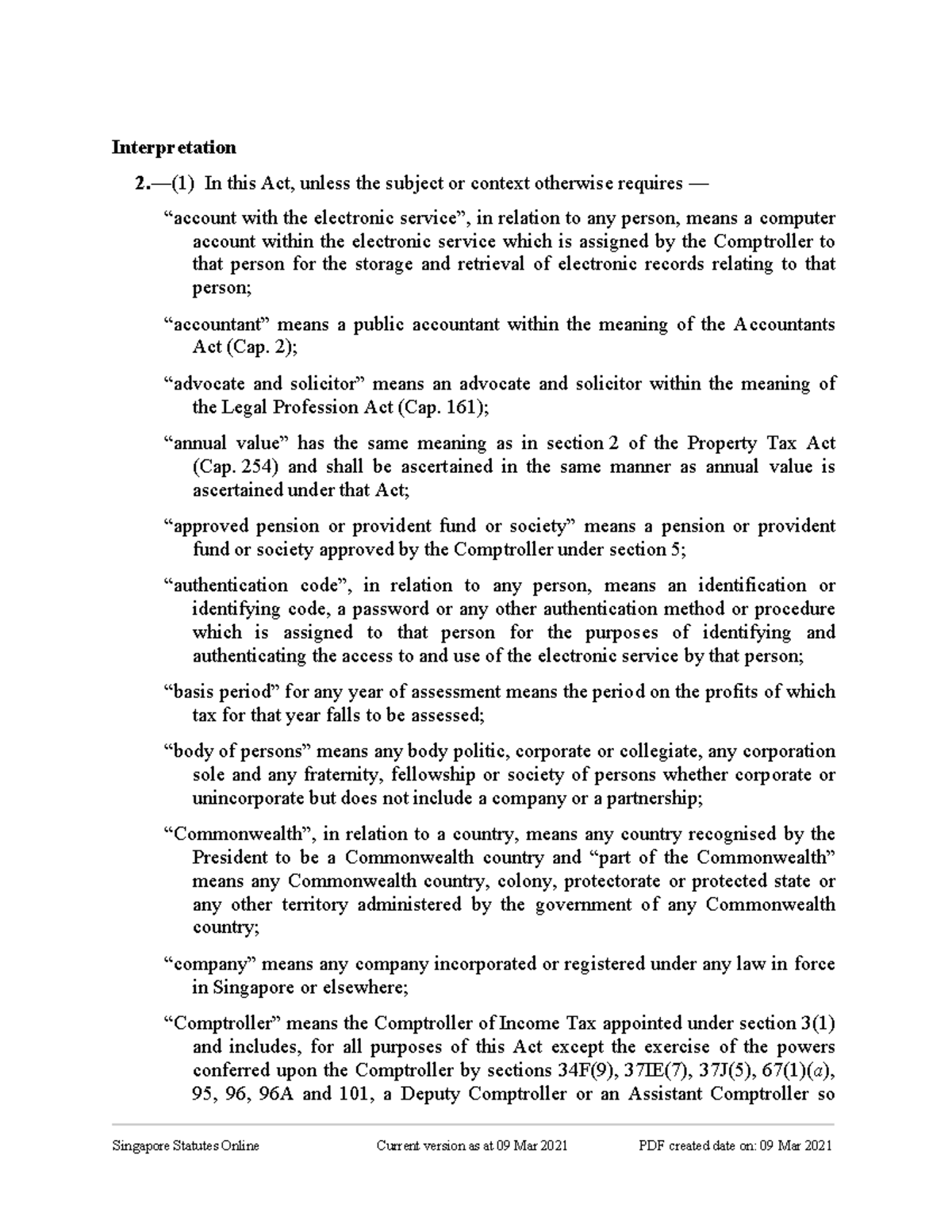 ITA Tax Rates - Interpretation 2. —(1) In this Act, unless the subject ...