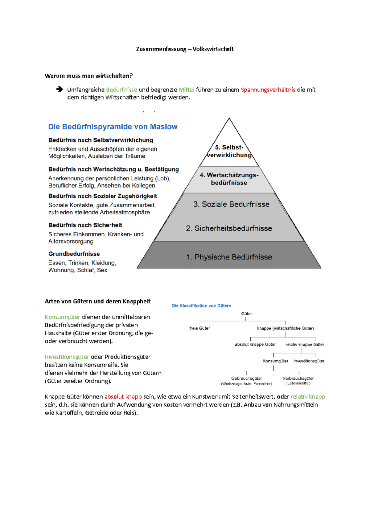 Volkswirtschaftslehre - Zusammenfassung – Volkswirtschaft Warum Muss ...