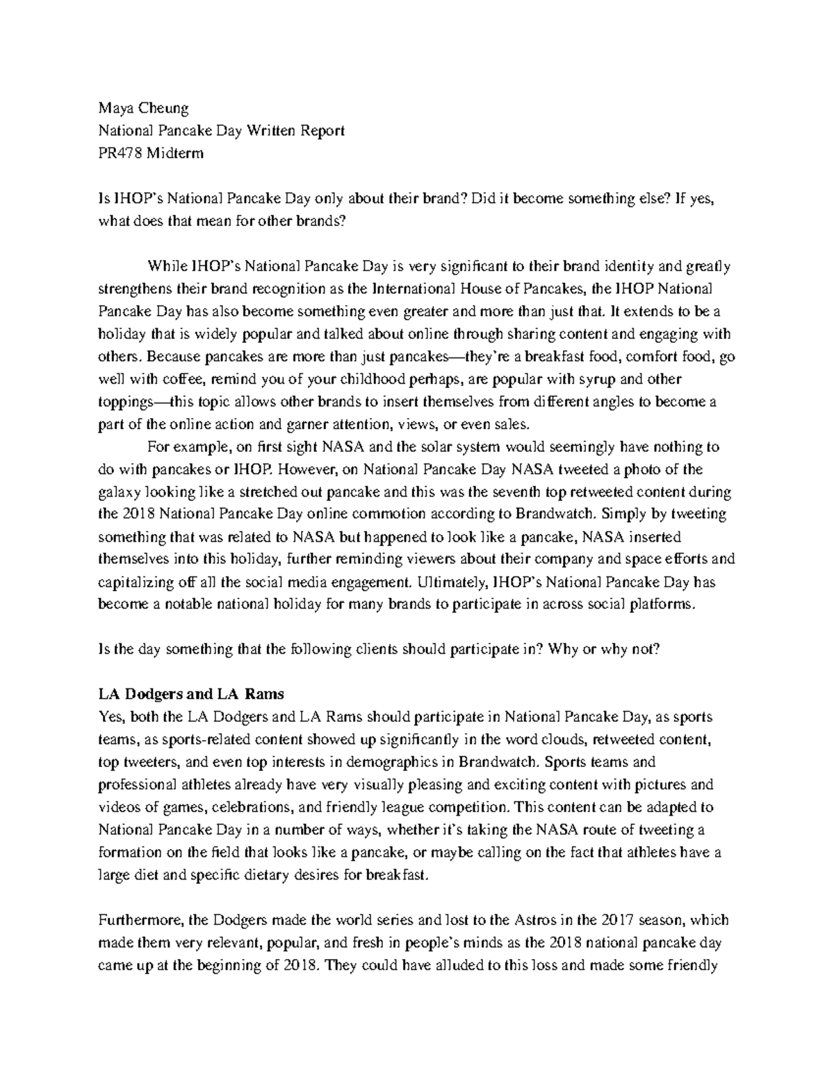 Pancake Day Midterm PR478 supplementary questions Maya Cheung