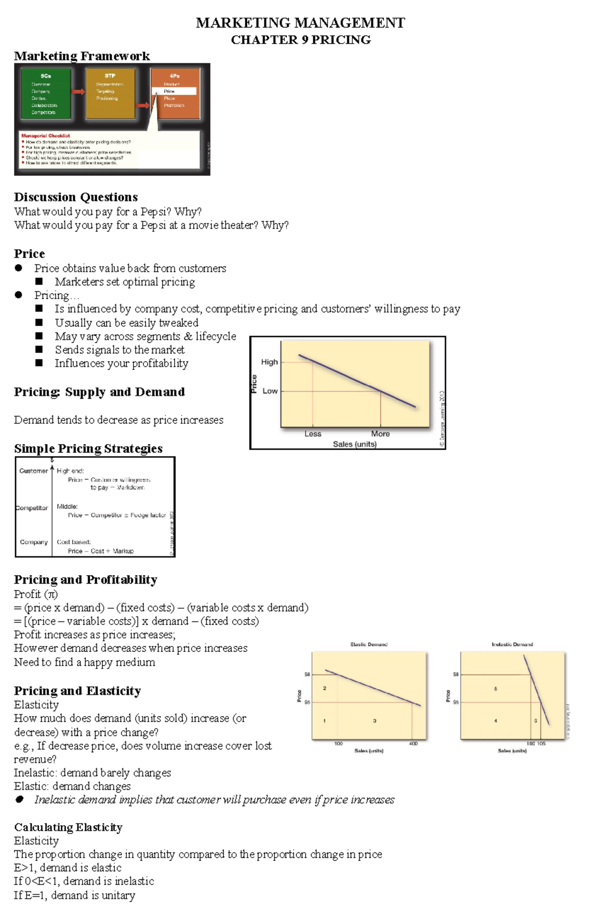 Marketing Management WEEK 9 - MARKETING MANAGEMENT CHAPTER 9 PRICING ...