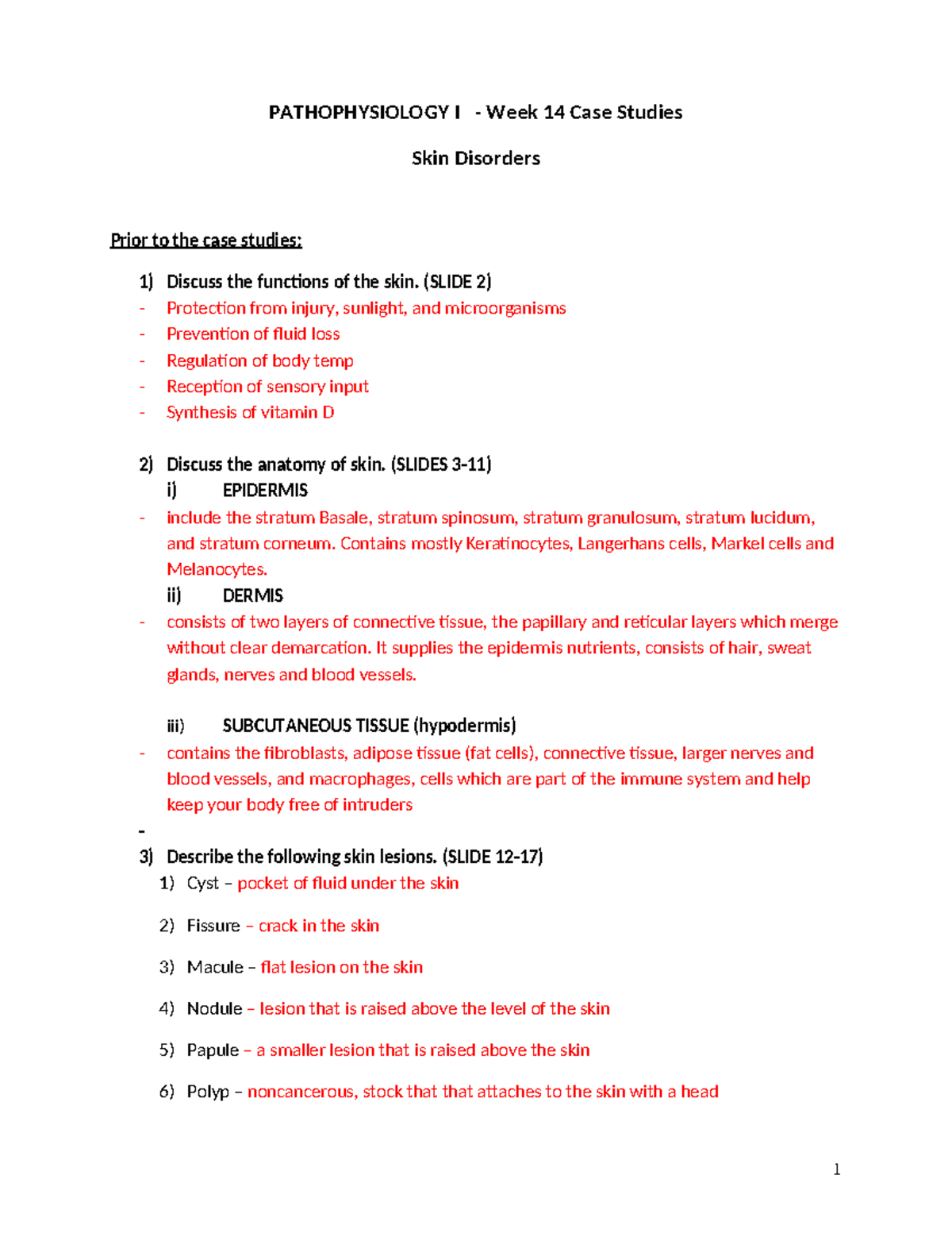 Patho I Week 14 Case Studies-1 - PATHOPHYSIOLOGY I - Week 14 Case ...