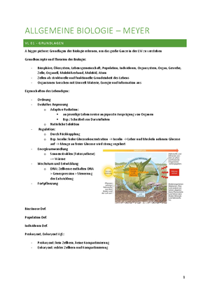 Lernzettel Allegemeine Bio - Allgemeine Biologie/Zellbiologie - Uni ...