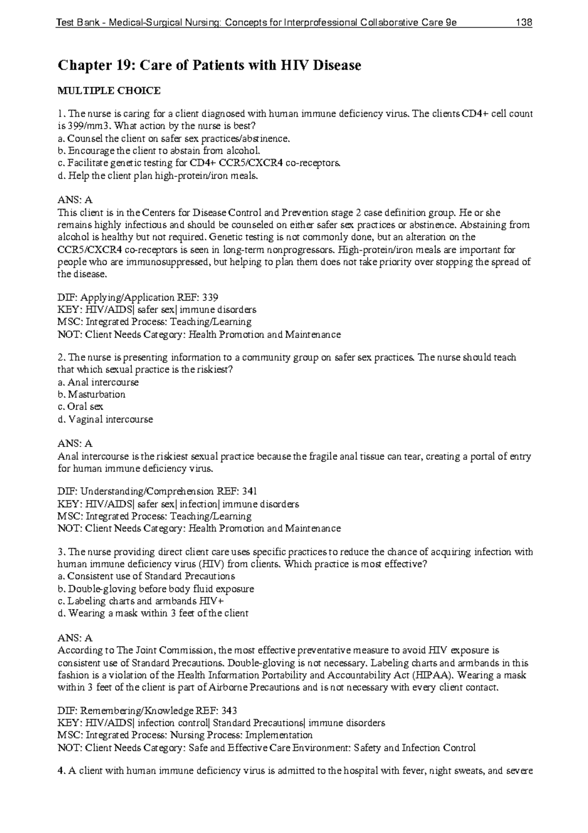 Chapter 19 Care of Patients with HIV Disease Chapter 19 Care of