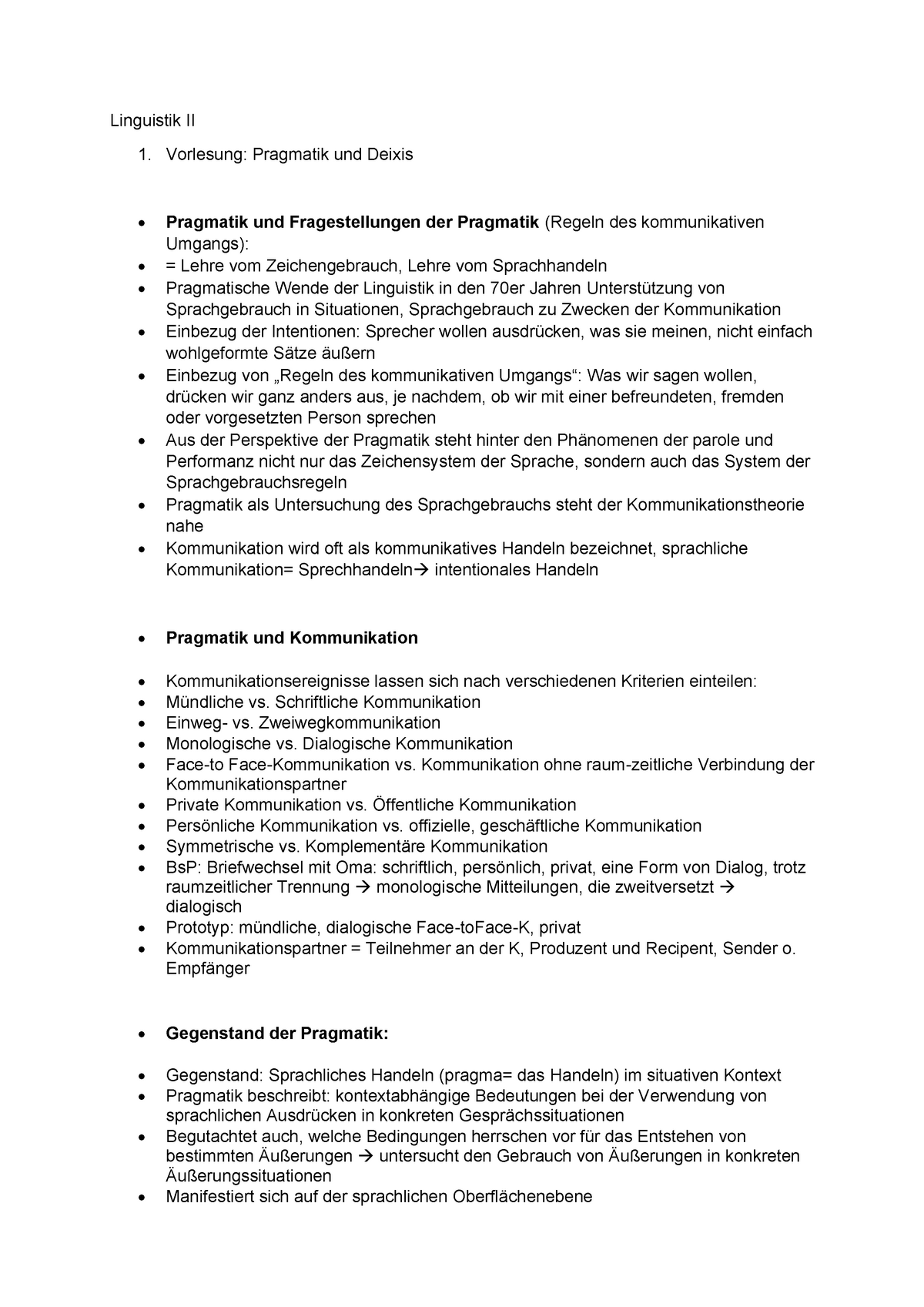 Linguistik II Klausurskript - Linguistik II Vorlesung: Pragmatik Und ...