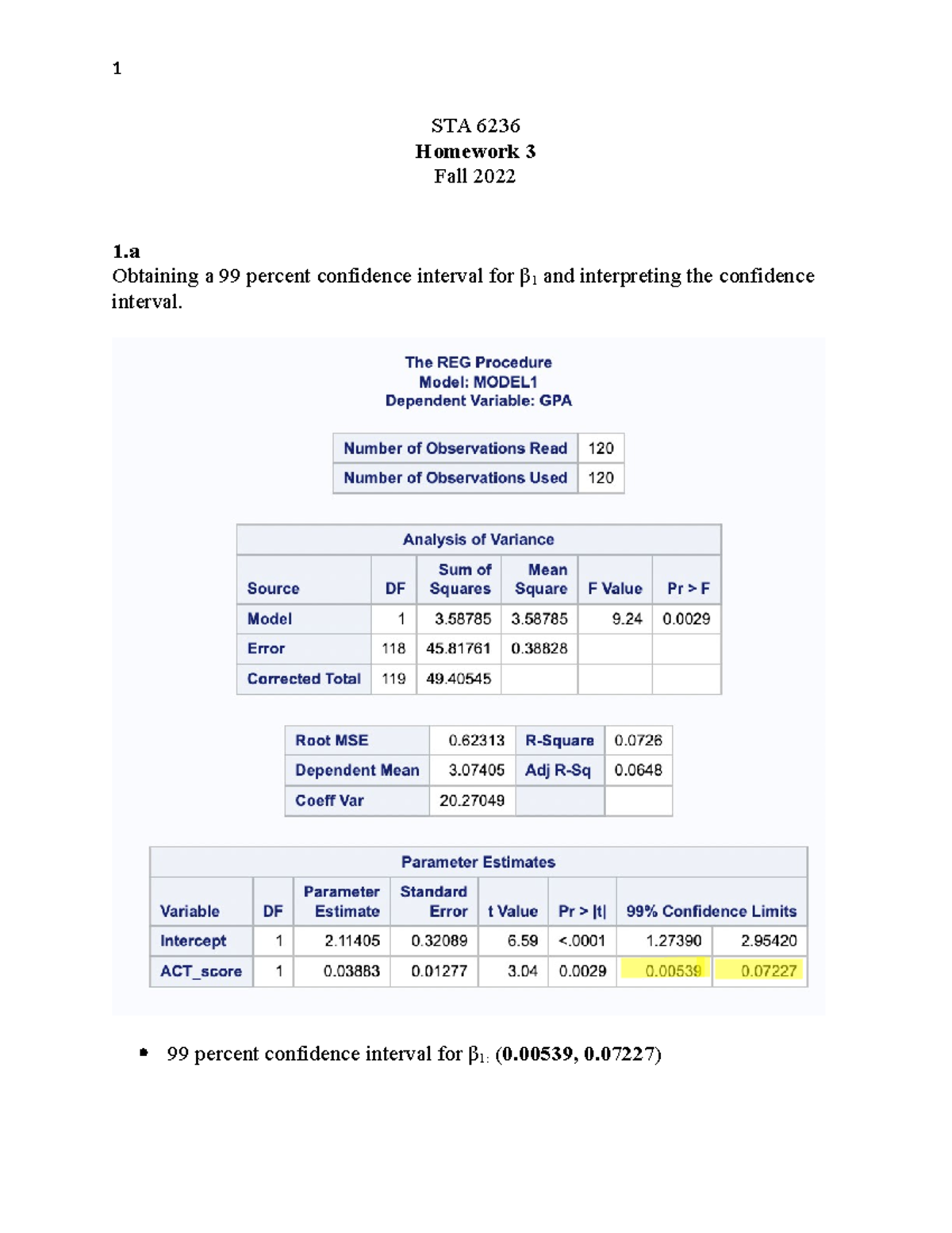 Homework 3 - Helpful practice assignment - STA 6236 Homework 3 Fall ...