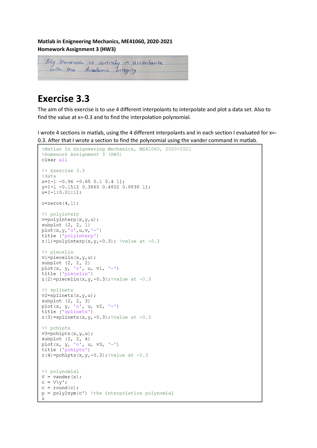 Matlab In Engineering Mechanincs Hw3 Studeersnel