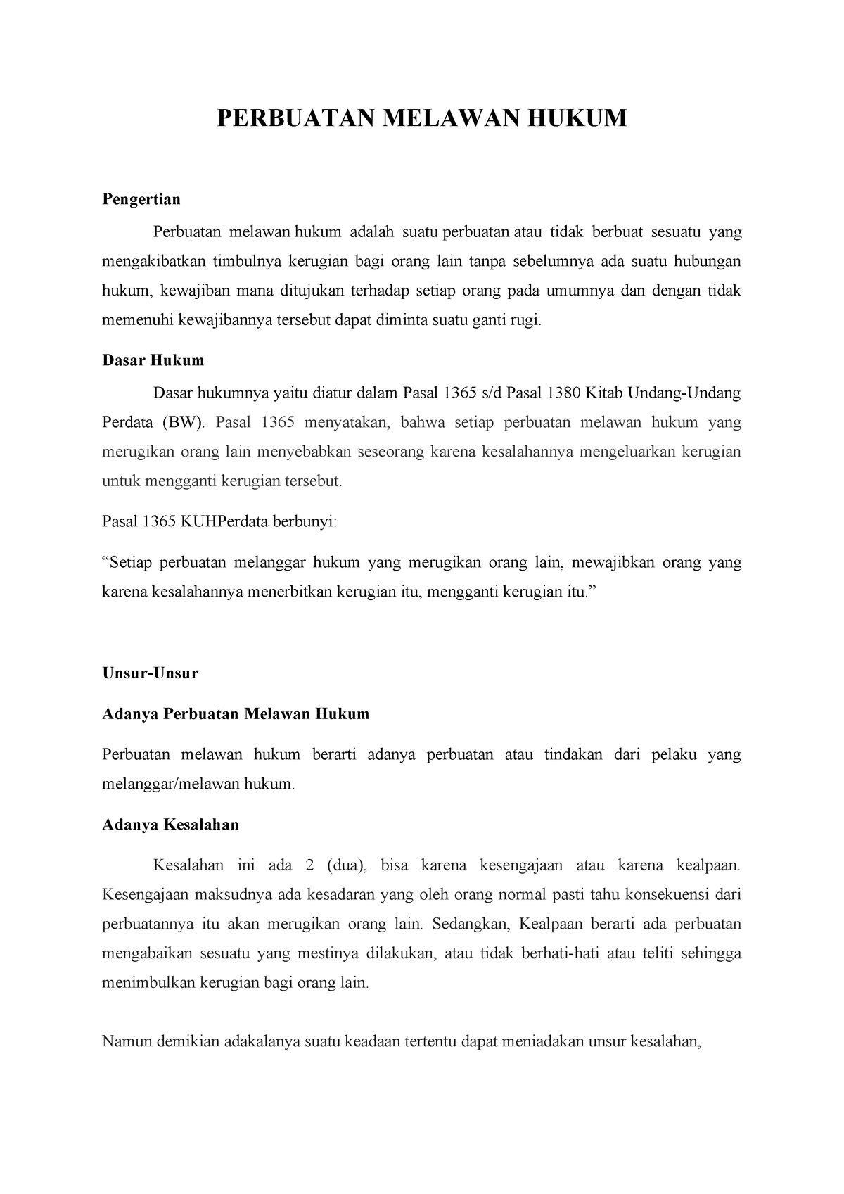 Perbuatan Melawan Hukum ( Robbani Jamil - 20410598) - PERBUATAN MELAWAN ...