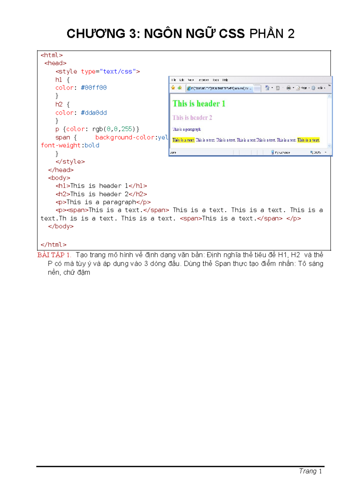 LAB 5 - CSS Phan 2 - CHƯƠNG 3: NGÔN NGỮ CSS PHẦN 2