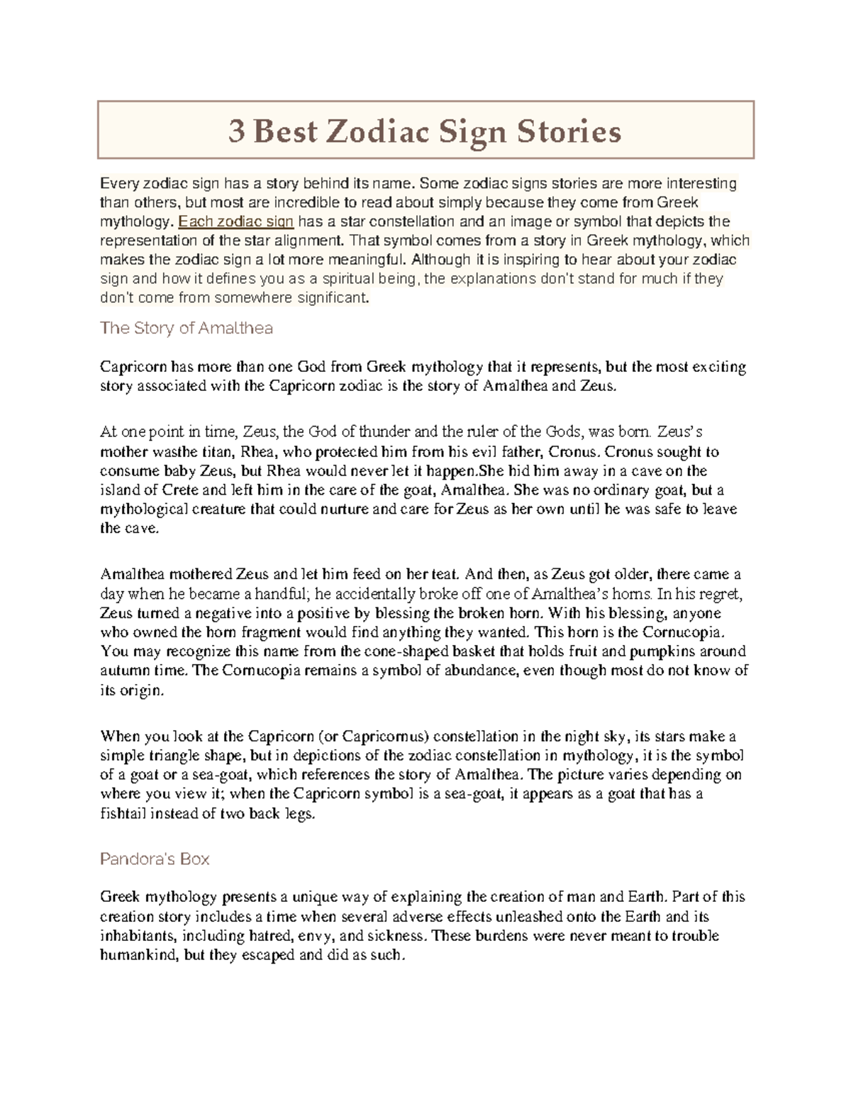 3 Best Zodiac Sign Stories 3 Best Zodiac Sign Stories Every zodiac