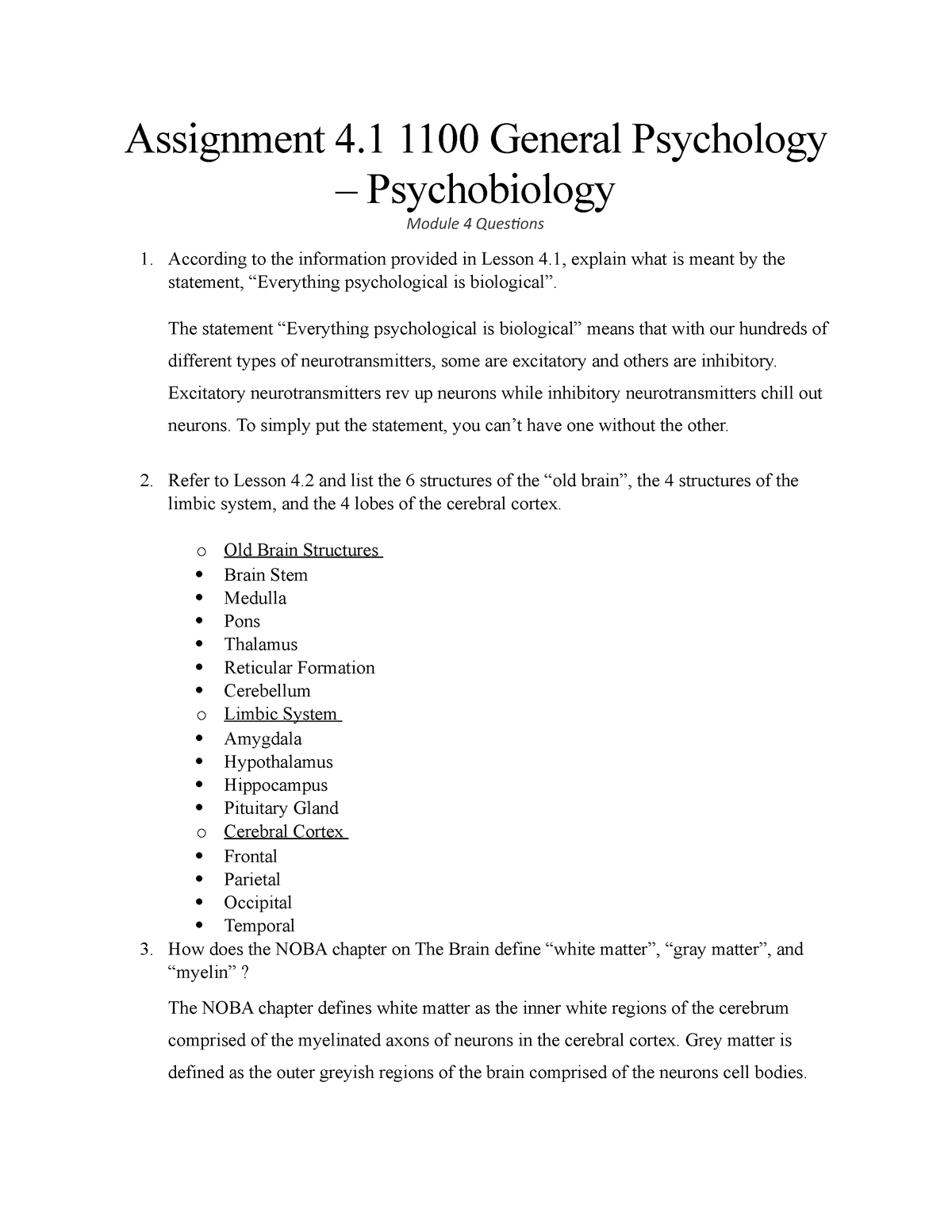 general psychology assignment