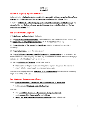 RULE 113 & 126 - Crim Pro - RULE 113 Arrest Section 1. Definition of ...