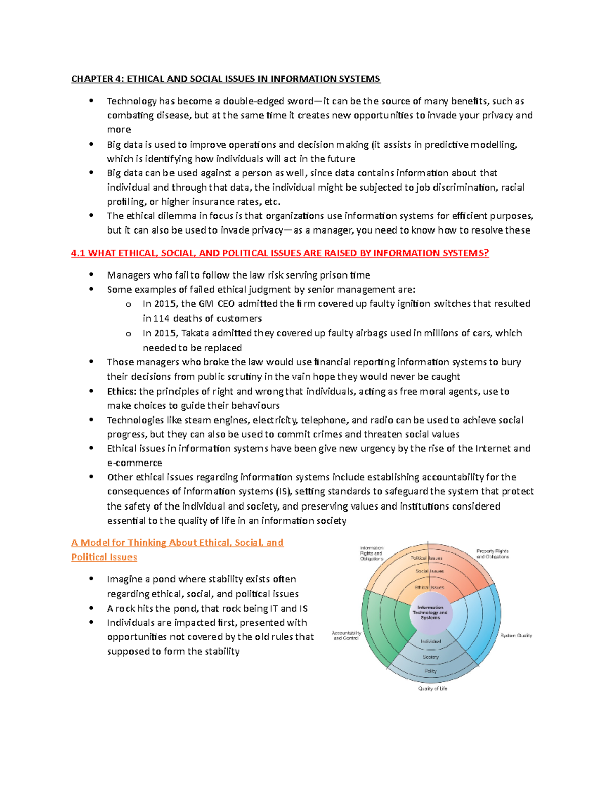 ITM 102 Chapter 4 - Lecture notes 4 - CHAPTER 4: ETHICAL AND SOCIAL ...